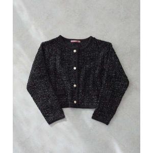 カーディガン ツイードニットカーディガン レディース