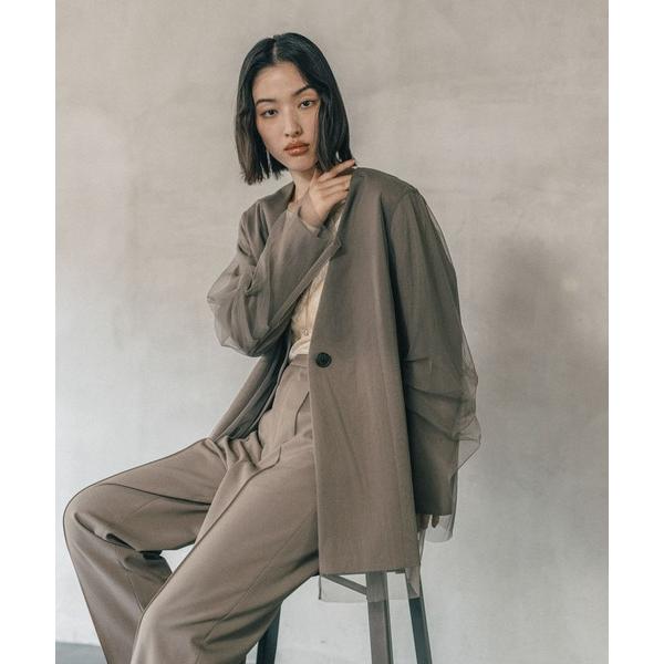 ジャケット ノーカラージャケット 「オフィスライン」TRチュールノーカラージャケット　582131 ...