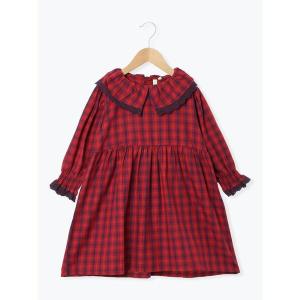 ワンピース チェックフリル衿ワンピース キッズ 子供服 女の子