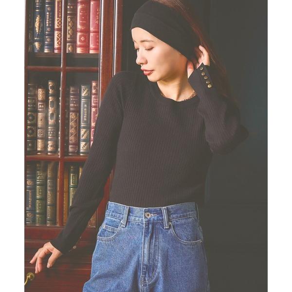 ニット セーター 「WEB限定」袖ボタンクルーネックニット　602805 レディース