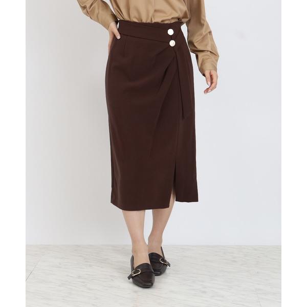 スカート アシメドレープタイトスカート