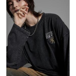 tシャツ 「CIYOT-シヨウト-」ヴィンテージ加工 スノーウォッシュ エンブレム刺繍 ロゴパッチ長袖Tシャツ メンズ レディース