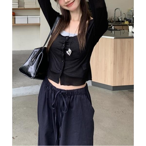 カーディガン simple cropped cardigan レディース