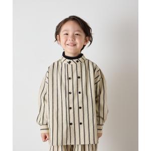 ブラウス シャツ 「リンクコーデ」ランダムストライプダブルボタンシャツ キッズ 子供服 男の子