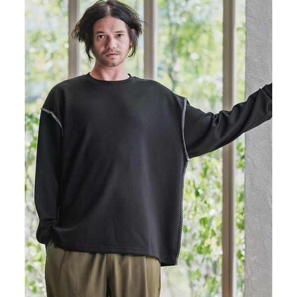 tシャツ mlt5435-カラーステッチルーズシルエットポンチカットソー メンズ