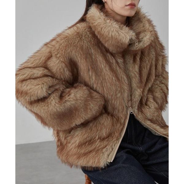 ブルゾン アウター 「nui nullu」スタンドカラーボリュームファーショートブルゾン レディース