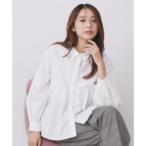 ブラウス シャツ ラメストライプ衿付きペプラムブラウス「洗濯機OK/イージーアイロン/防シワ」「6col」 レディース