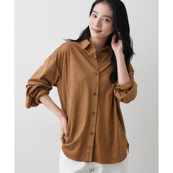 ブラウス シャツ 「洗える」ストレッチスウェードライクシャツ レディース