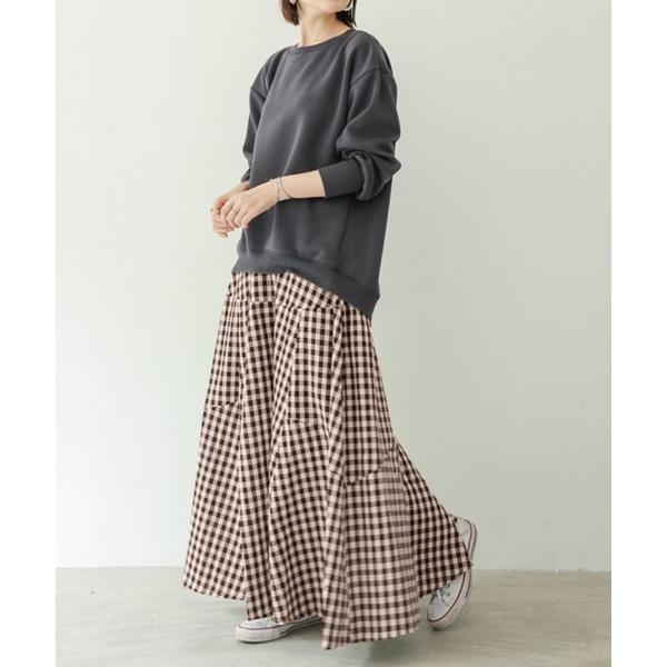 スカート ギンガムチェックプリーツマキシスカート
