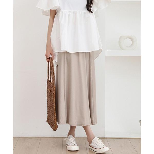 スカート ナチュラルカラーフレアロングスカート