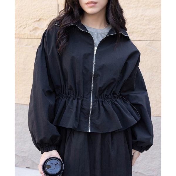 ブルゾン ジャンバー ペプラムシルエットフロントジップジャケット レディース
