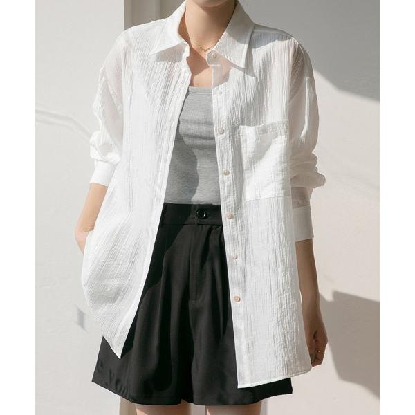 ブラウス シャツ くしゅ感シアーシャツトップス レディース