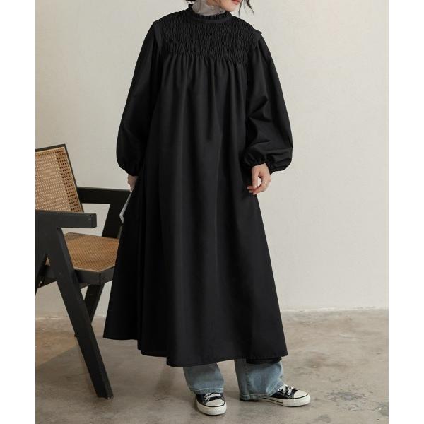ワンピース スモッキングフレアワンピース
