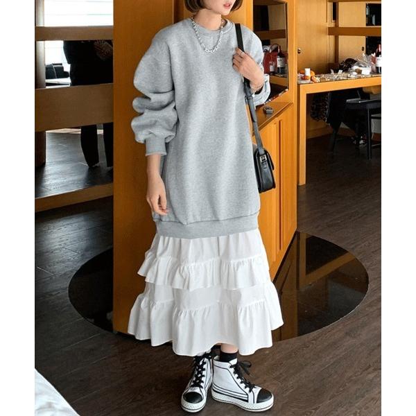 ワンピース 裾ティアードゆったりワンピース