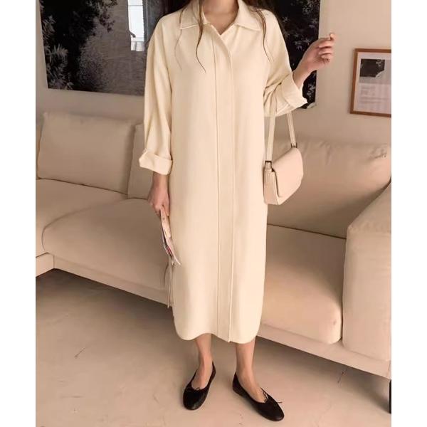 シャツワンピース サイドスリット×ウエストマークワンピース