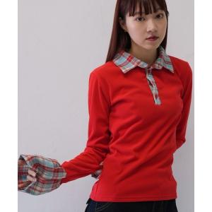 ニット セーター 「 cunii 」 レイヤード風 チェック 襟付き リブ トップス  秋冬新作 レディース