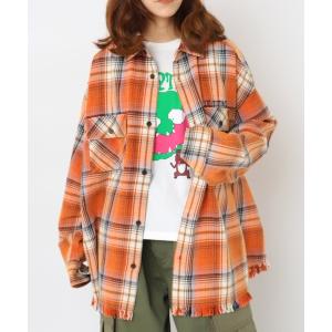 ブラウス シャツ B2931 フリンジチェックシャツ レディース