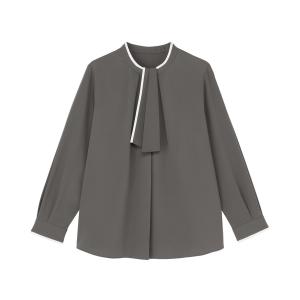 ブラウス シャツ ストレッチジョーゼット 2WAY 配色ボウタイ ブラウス レディース