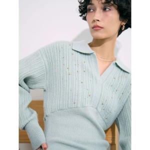 ワンピース 「REVIVAL」ケーブルビジューIラインニットワンピース