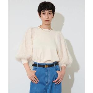 ニット セーター フェザーコンビボリュームスリーブニット レディース