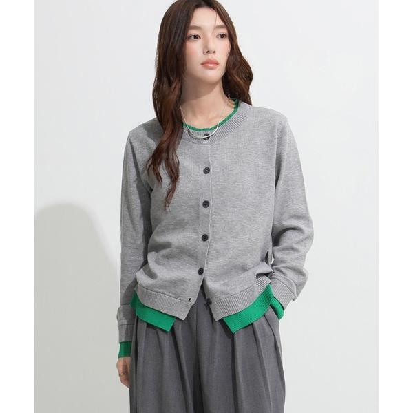 カーディガン バイカラーボーダーカーディガン レディース