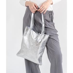 トートバッグ 「andrea cardone/アンドレアカルドネ」レザー メタリック トートバッグ ミニポーチ付き イタリア製 レディース メンズ