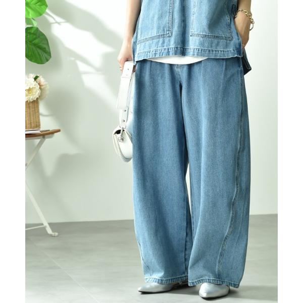 ワイドパンツ ジーンズ デニム デニムパンツ 「CLOCHE」カーブルーズデニム レディース