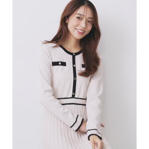 ワンピース バイカラードッキング風ニットワンピース「洗濯機OK/抗ピル」