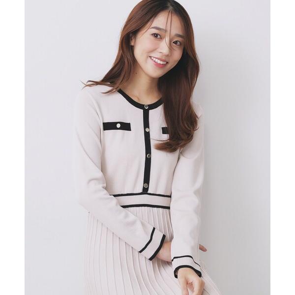 ワンピース バイカラードッキング風ニットワンピース「洗濯機OK/抗ピル」