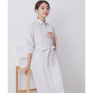 ラメストライプシャツワンピース