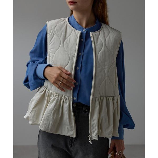 ダウンベスト ベスト キルティング　ペプラムベスト レディース