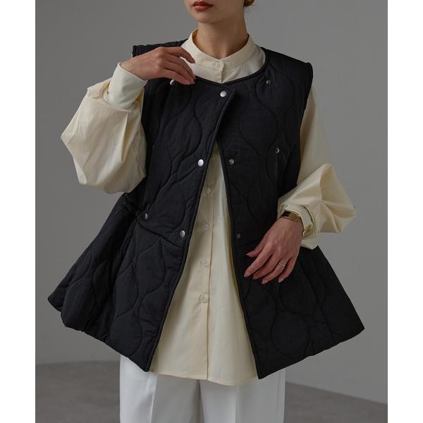 ダウンベスト ベスト キルティング　フレアベスト レディース