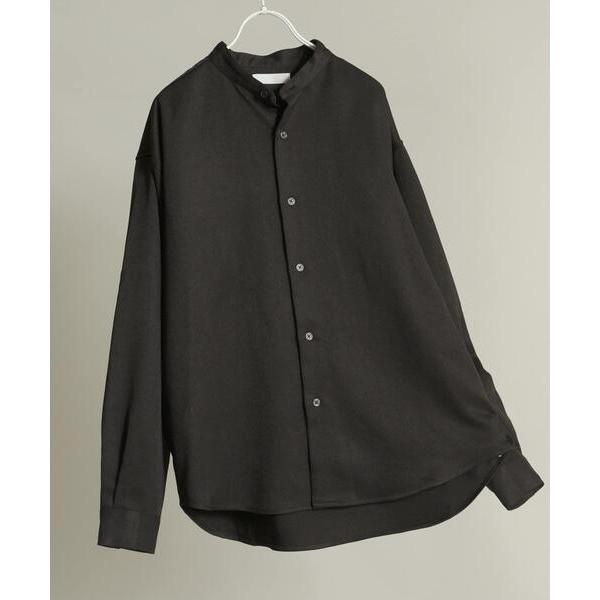 シャツ ウールライクバンドカラールーズシャツ メンズ