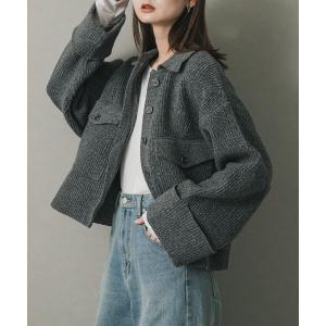 コート アウター ニットショートジャケット レディース