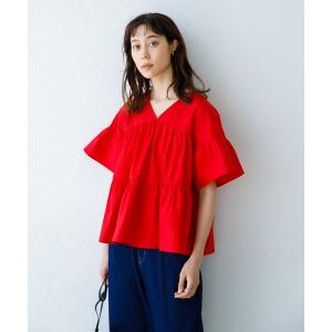 「koe」 半袖ブラウス FREE レッド レディース