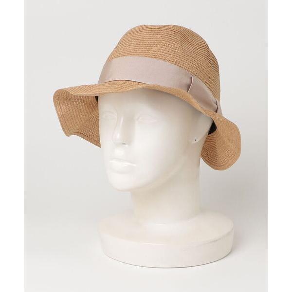 「Borsalino」 リボンストローハット 57 ベージュ レディース