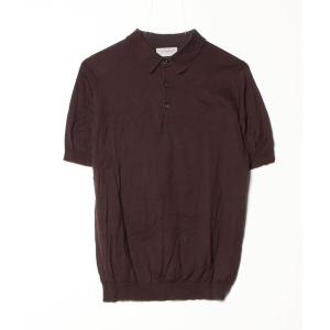 「JOHN SMEDLEY」 半袖ニット S ブラウン メンズ