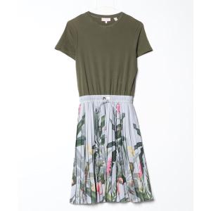 「Ted Baker」 花柄ドッキングワンピース 0 グリーン レディース