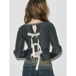 ニット セーター バックリボンニットトップス レディース