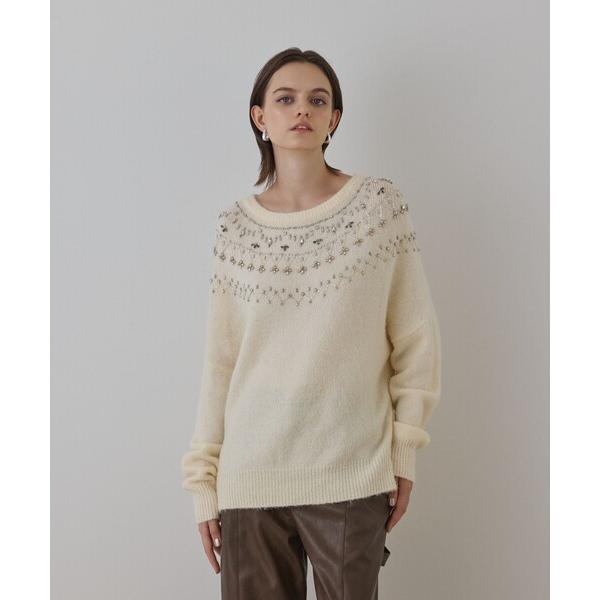 ニット セーター フェアアイル刺繍ニットトップ レディース