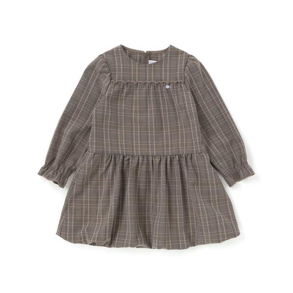 ワンピース 「店舗限定」チェックバルーン長袖ワンピース キッズ 子供服 女の子