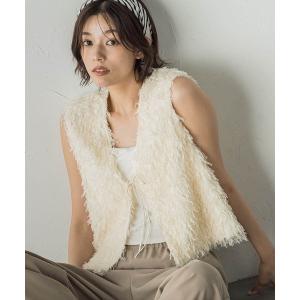 ベスト ジレ フェザーニットファンシーベスト「手洗い可能」 レディース