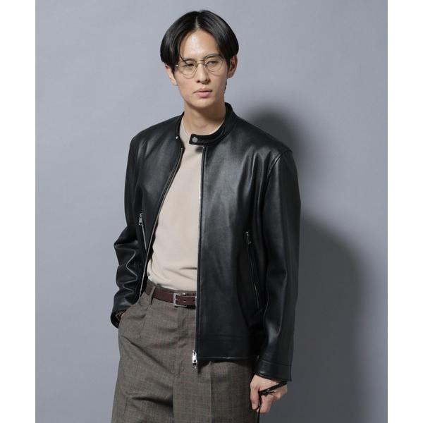 革ジャン ライダース ラムナッパレザーバンドカラーライダースジャケット メンズ