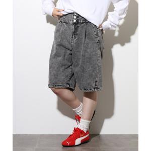 ハーフパンツ ワイドパンツ ジーンズ デニム デ...の商品画像