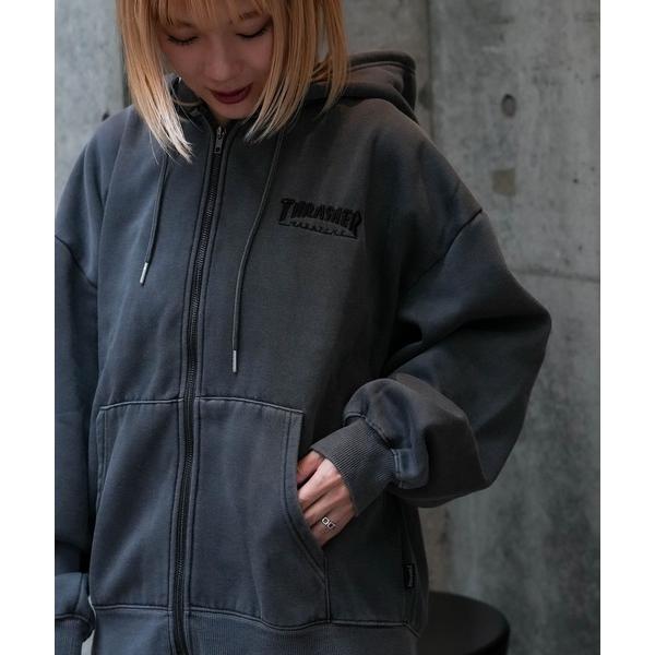 パーカー 「THRASHER / スラッシャー」ピグメントキモウＺＩＰフーディー 裏起毛 ヘビースウ...