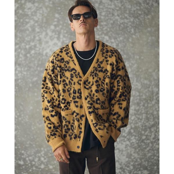 カーディガン mcg3725- Mohair-like Leopard Cardigan レオパード...
