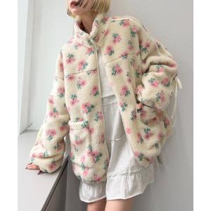 ブルゾン アウター 花柄ボアラインブルゾン レディース
