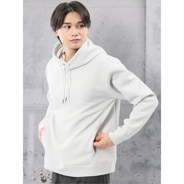 パーカー 「ストレッチ」m.f.エディトリアル メンズ ふくれジャガード 長袖プルパーカー メンズ