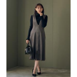 ジャンパースカート 前後２wayフェイクスエードZIPフレアジャンスカ