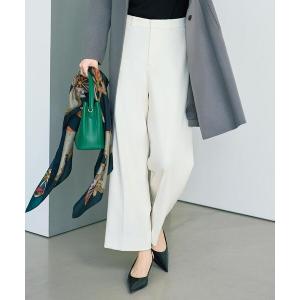 パンツ 「暖か素材/ストレッチ性」裏起毛ワイドパンツ レディース